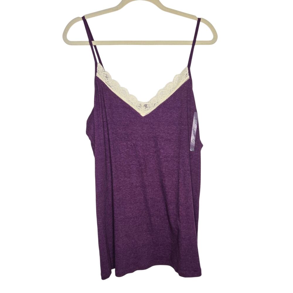NWT Y2K Old Navy Ribbed Camisole Lace Trim Stretch Basics Layering Womens XXL
